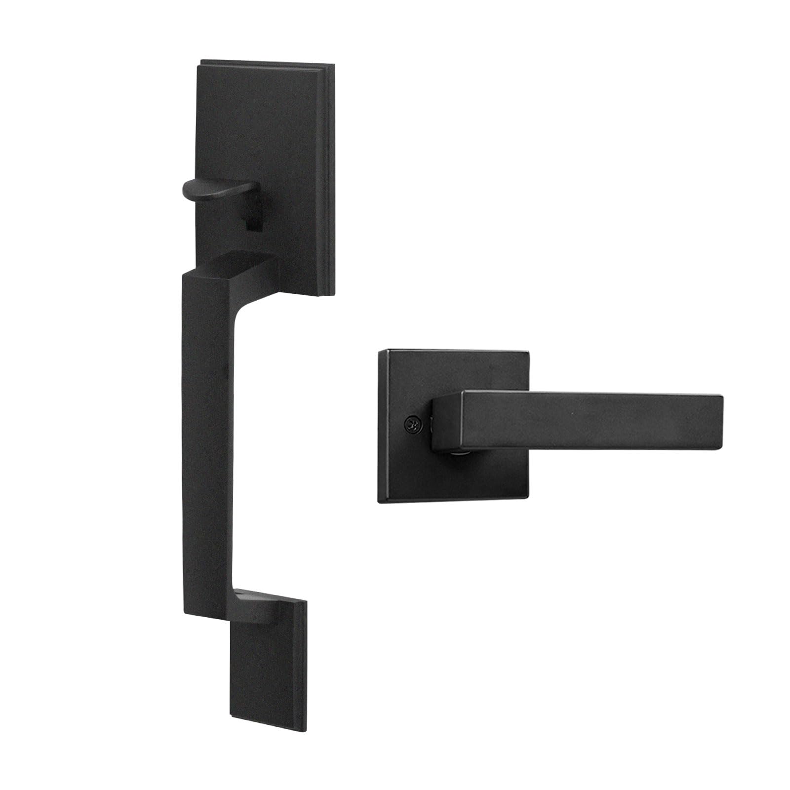 Aqara Front Door Handleset, Single Cylinder Exterior Door Entry Handle with Door Lever, Reversible for Right and Left Handed Sided Doors, Non-Locking, Ideal for Modern Doors Smart Locks