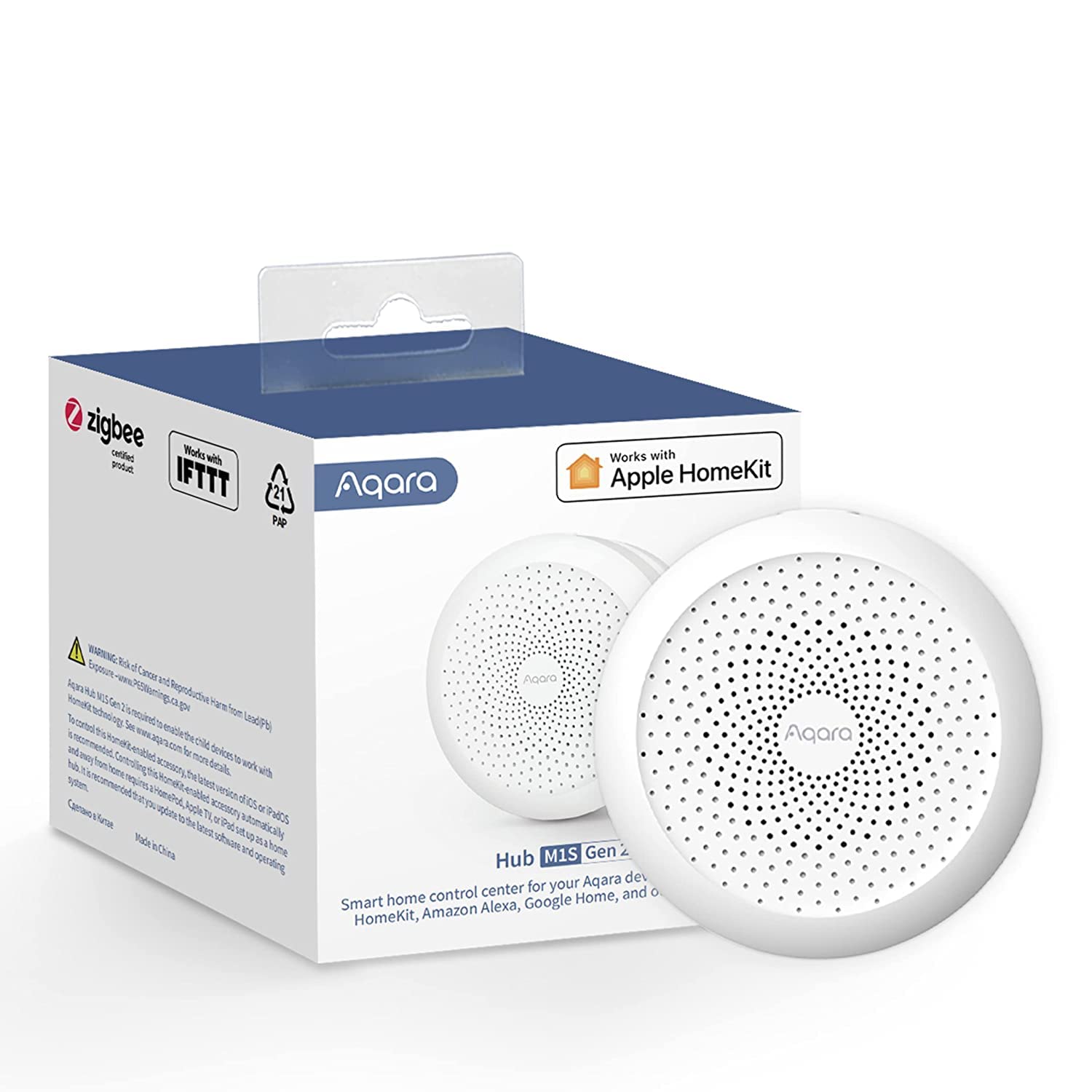 Aqara Hub M1S Gen 2, Smart Home Bridge for Alarm System (2.4 GHz Wi-Fi Required, Not Support Wi-Fi 6), Remote Monitor and Control, Home Automation, Supports Apple HomeKit, Alexa, Google and IFTTT