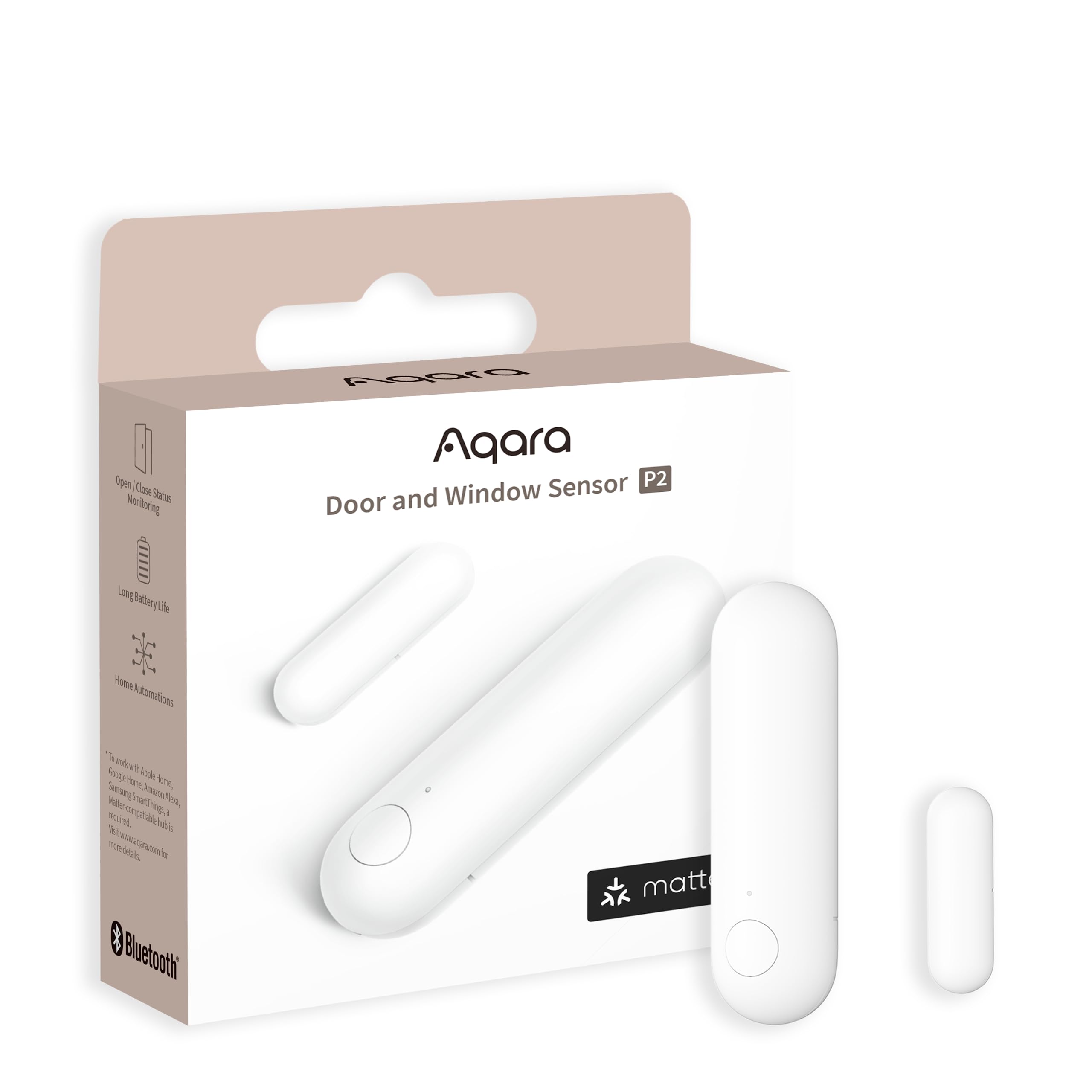 Aqara Door and Window Sensor P2, Matter Over Thread, Requires Thread Border Router, Contact Sensor with Remote Alarm and Local Automation, Supports Apple Home, Google Home, Alexa