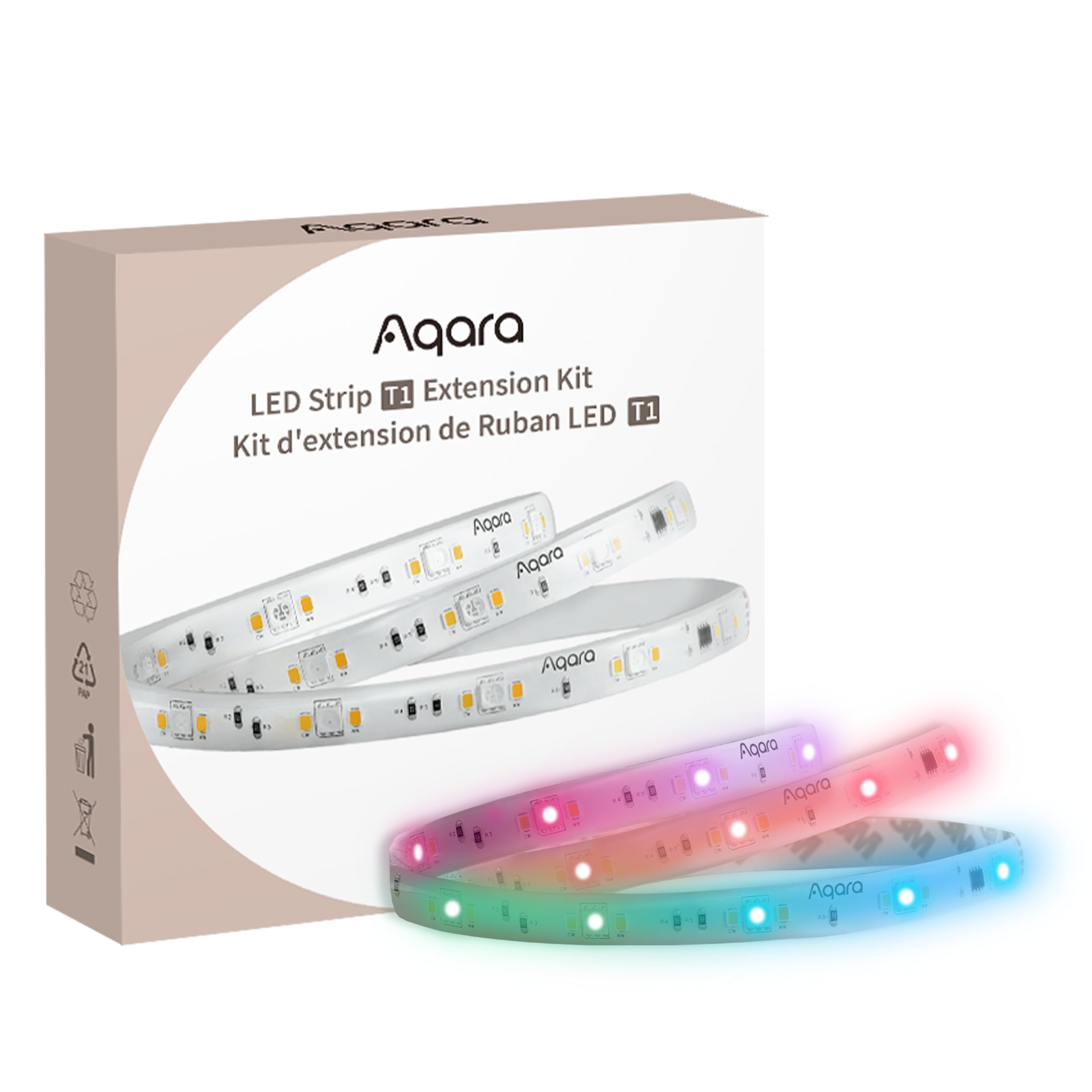 Aqara LED Strip T1 Extension,Requires LED Strip T1 (Sold Separately),3.28 FT RGBIC LED Light Extension with 16 Million Colors/Tunable White/Gradient Effects (1 Pack,39.36 inch)